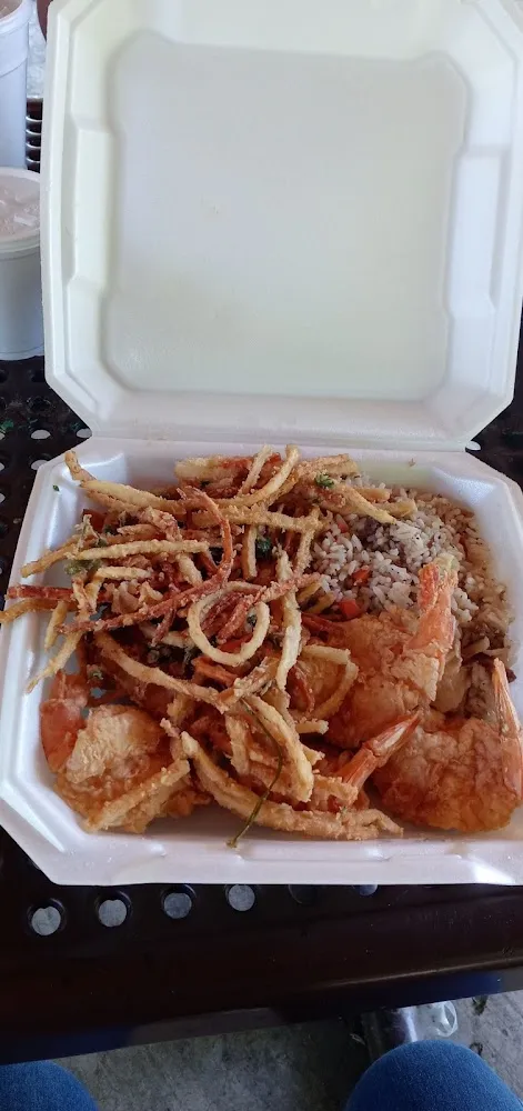 Shrimp Tempura with Oriental French Fries and Rice